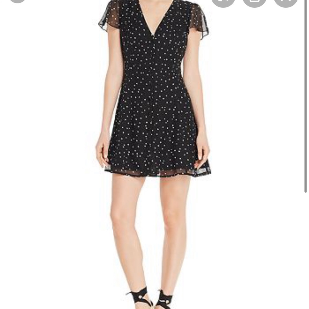 Aqua (Bloomingdales) Black Star Button-Down Dress